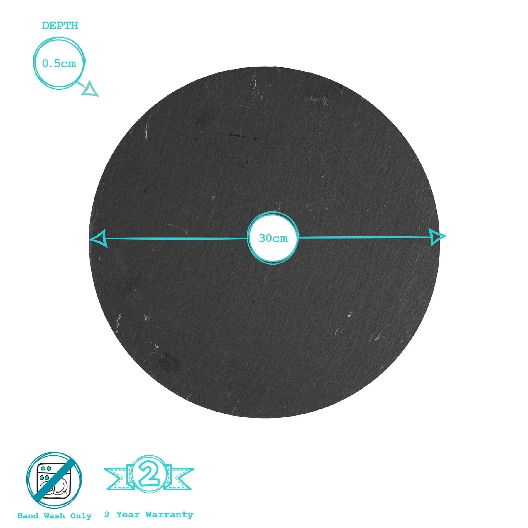 30cm Round Linea Slate Placemats - Pack of Six - By Argon Tableware