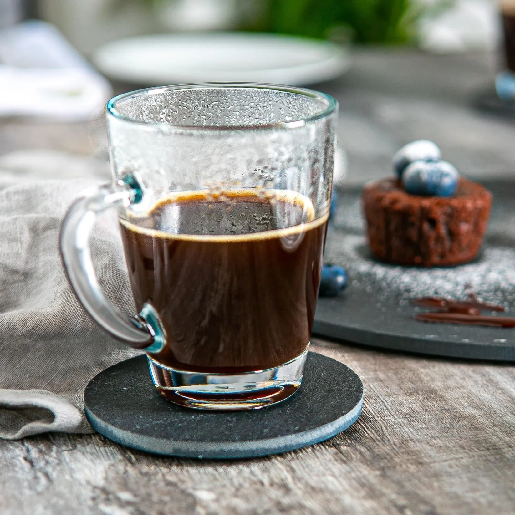 30cm Round Linea Slate Placemats - Pack of Six - By Argon Tableware