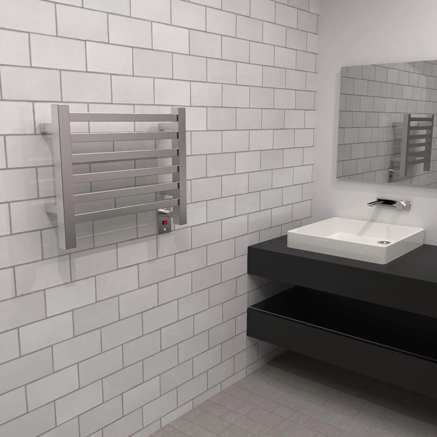 Amba Quadro Q-2016 Dual-Purpose Towel Warmer and Radiator with 6 Bars, Brushed Finish