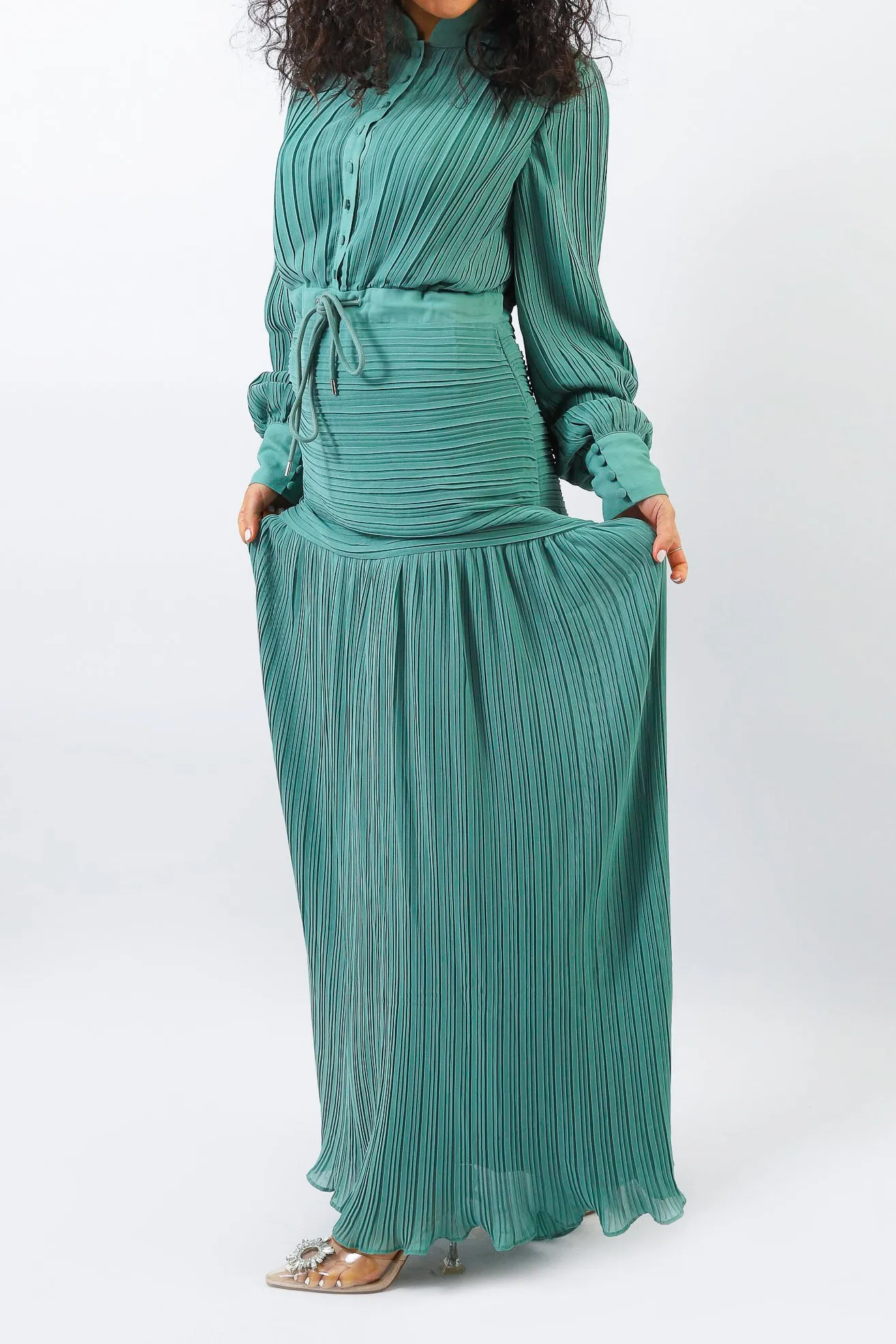 Isla Drawstring Pleat Dress