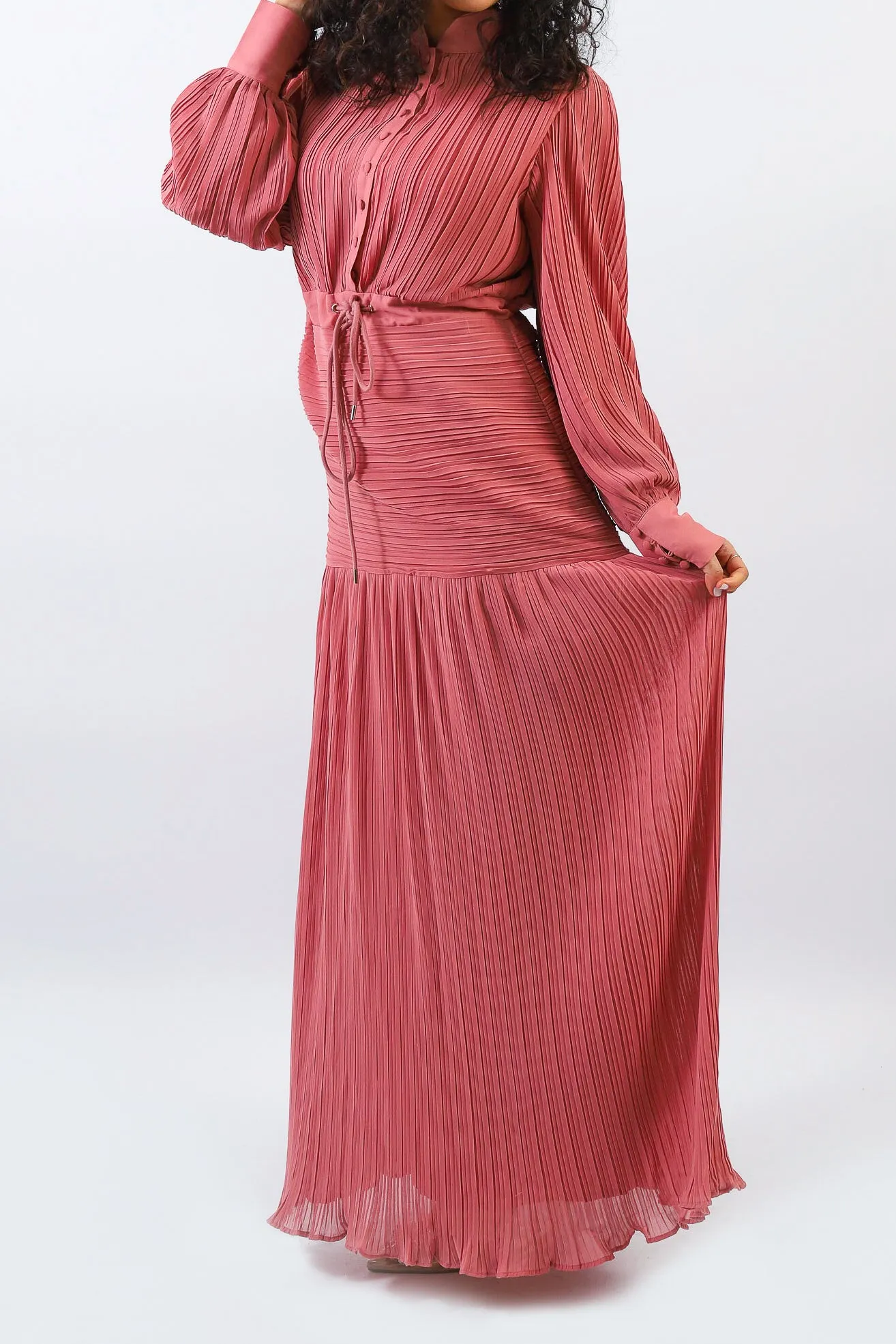 Isla Drawstring Pleat Dress