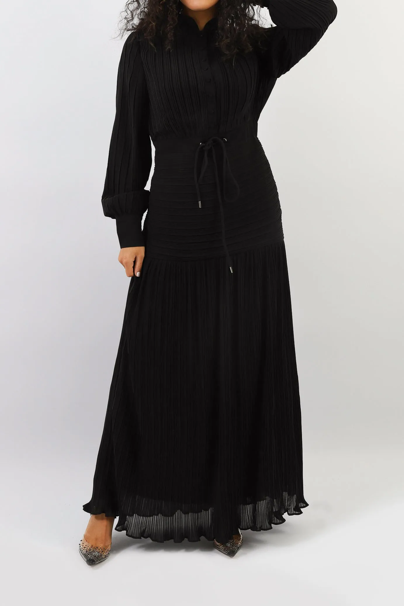 Isla Drawstring Pleat Dress