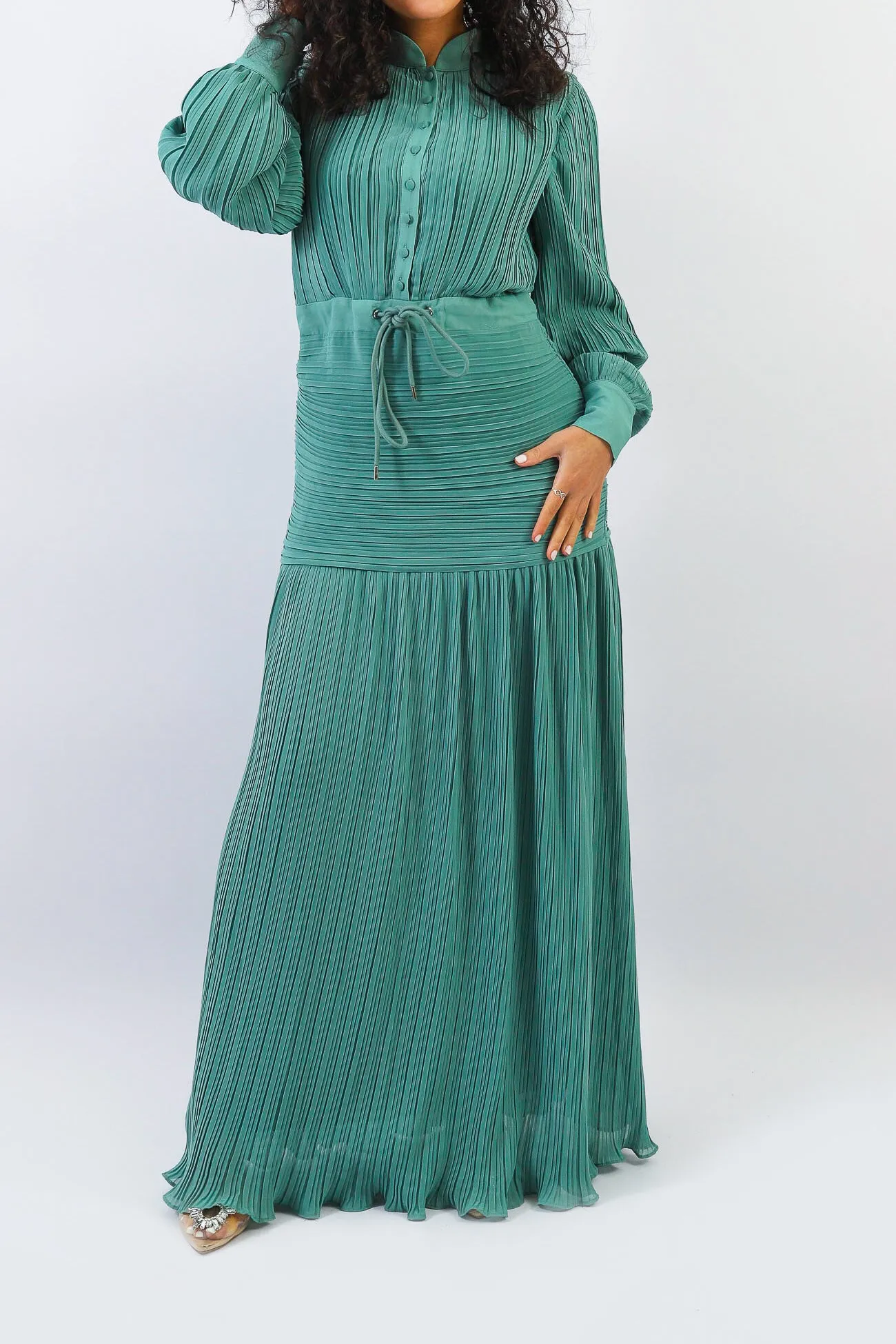 Isla Drawstring Pleat Dress