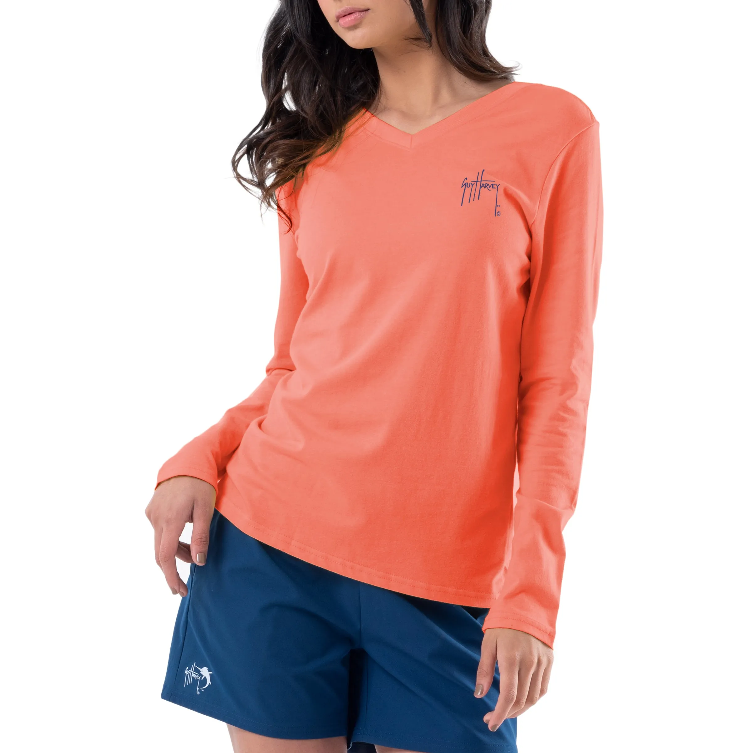 Ladies Spectacle Long Sleeve V-Neck T-Shirt