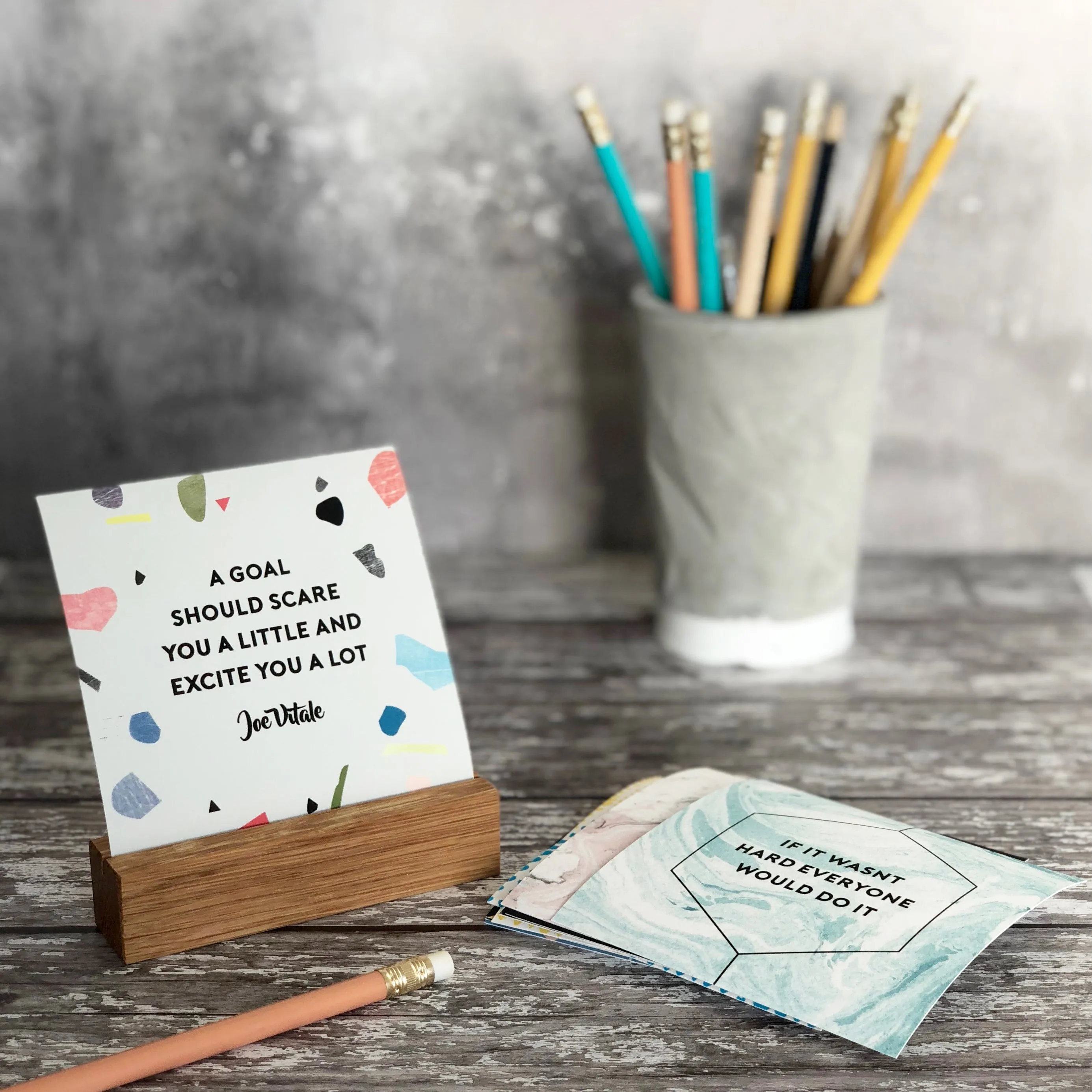 Mini Motivational Prints With Oak Stand